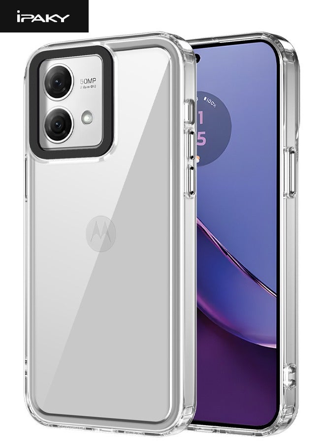 IPAKY Motorola Moto G84 Cover, Clear Acrylic Hard Back Panel + Clear TPU Soft Frame Case Cover, [Anti Drop][Anti Slip][Shockproof][Non-Stick Fingerprint] Protective Case for Motorola Moto G84 5G, Clear  - Image 1