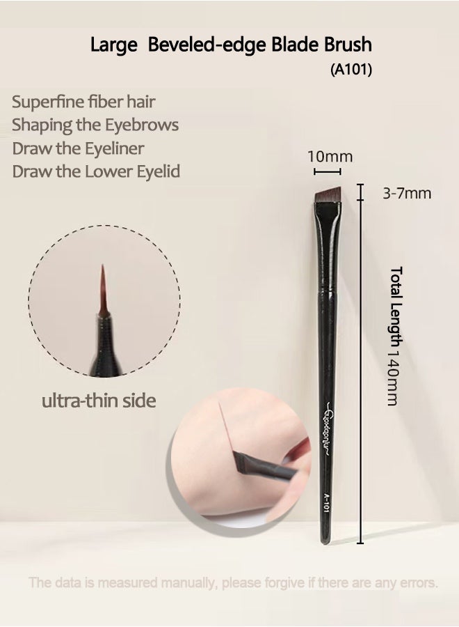 The two-piece set of thin, sharp-angled, wide-edged eyebrow brushes and eyeliner brushes is easy to use and helps create vivid eyebrows. - Image 1