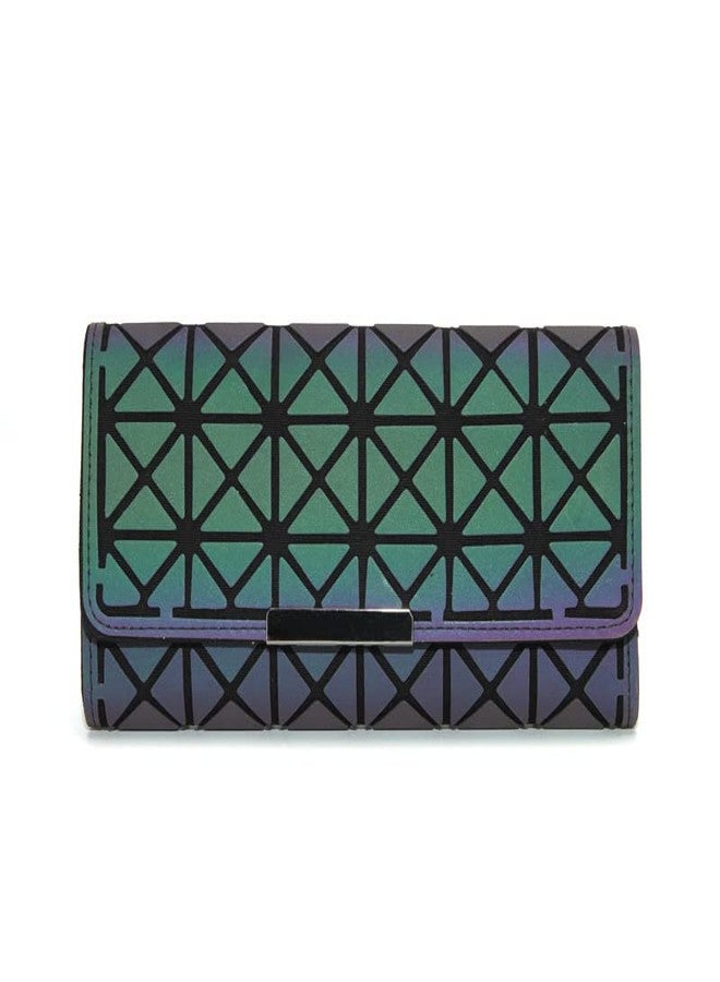 WANQLYN Geometric Rhomboids Lattice Long Wallet and Purse - Fashion Luminous Trifold Lattice Purse Clutch for Women,Luminous Geometric Wallet Holographic Reflective Clutch(Multi Big) - Image 1