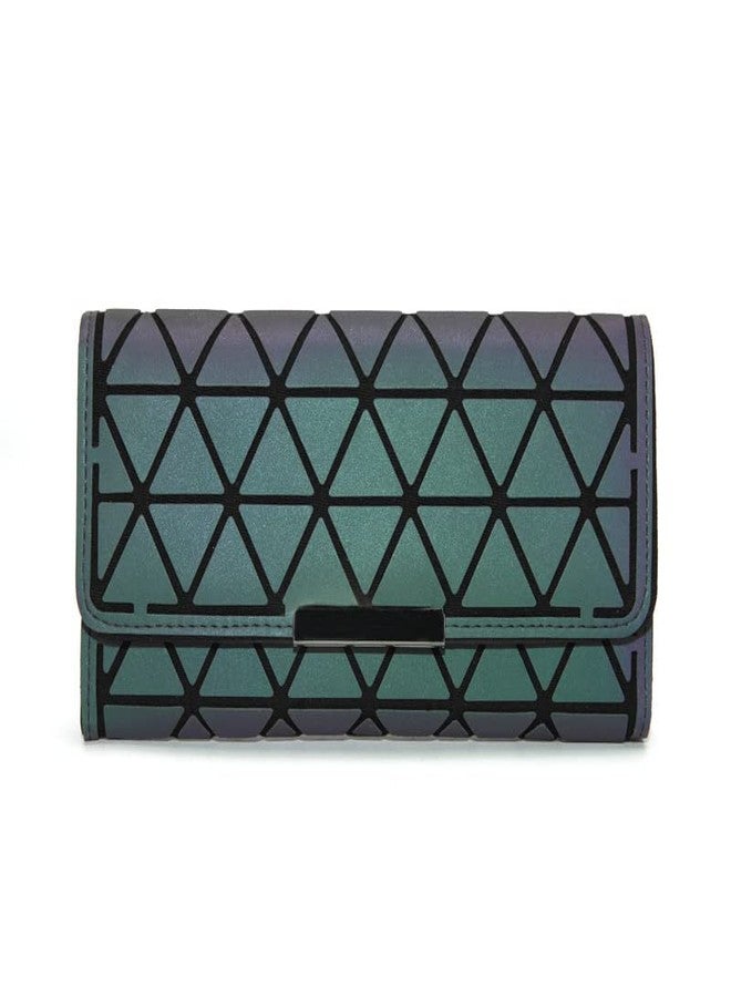 WANQLYN Geometric Rhomboids Lattice Long Wallet and Purse - Fashion Luminous Trifold Lattice Purse Clutch for Women,Luminous Geometric Wallet Holographic Reflective Clutch(Multi Big) - Image 2
