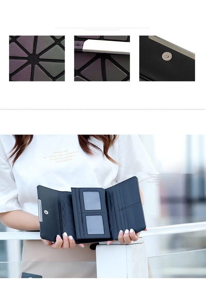 WANQLYN Geometric Rhomboids Lattice Long Wallet and Purse - Fashion Luminous Trifold Lattice Purse Clutch for Women,Luminous Geometric Wallet Holographic Reflective Clutch(Multi Big) - Image 5