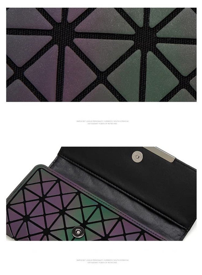 WANQLYN Geometric Rhomboids Lattice Long Wallet and Purse - Fashion Luminous Trifold Lattice Purse Clutch for Women,Luminous Geometric Wallet Holographic Reflective Clutch(Multi Big) - Image 4