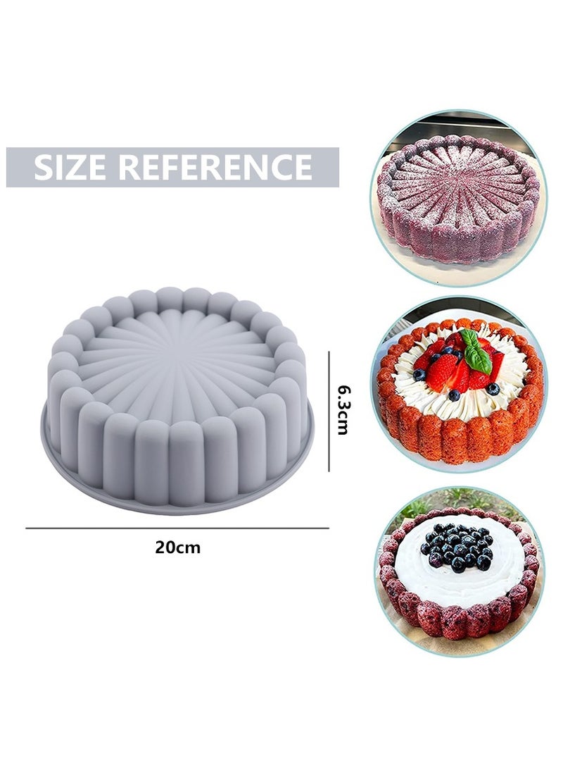 قالب كيك سيليكون، قالب كيك دائري غير لاصق مقاس 8 بوصة، قالب سيليكون للمطبخ، قالب سيليكون قابل لإعادة الاستخدام، قالب صلصة سميك لدرجات الحرارة للكعك، التارت، الفطيرة (رمادي) - Image 2