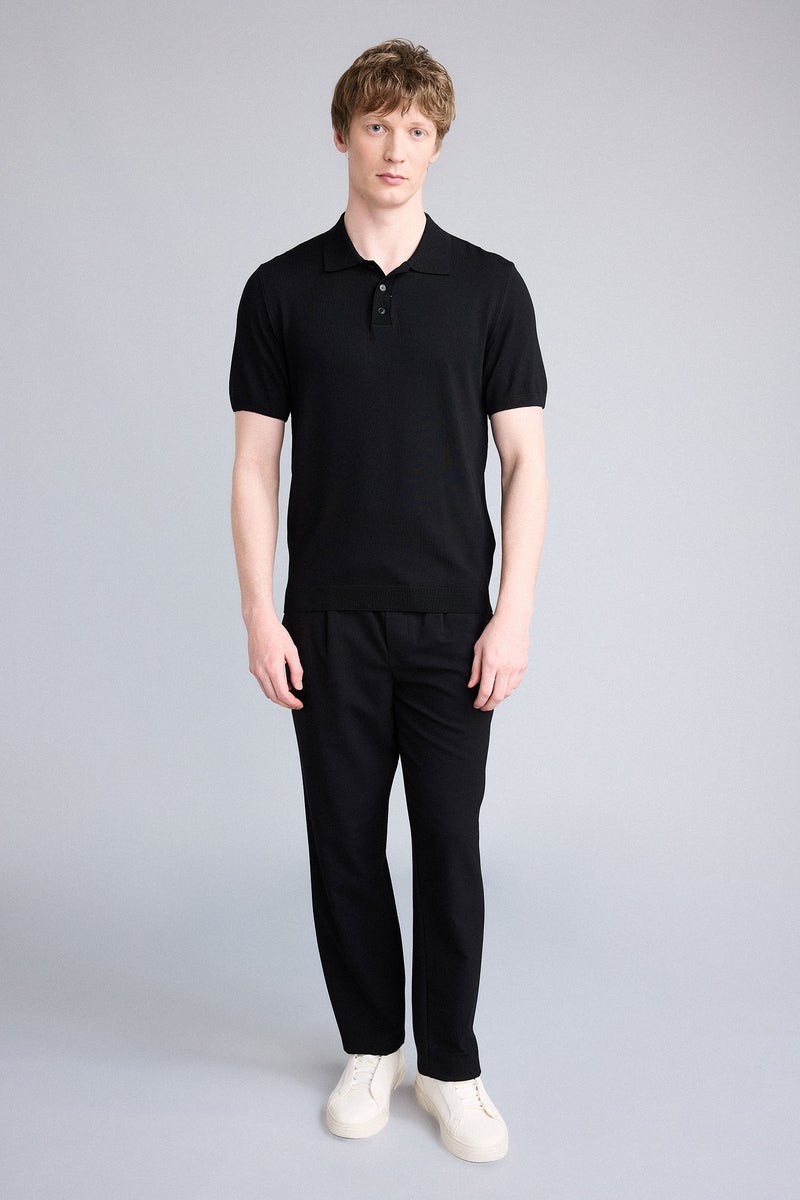 DeFacto Black Man Standard Fit Knit Polo T-Shirt Casual - Image 2