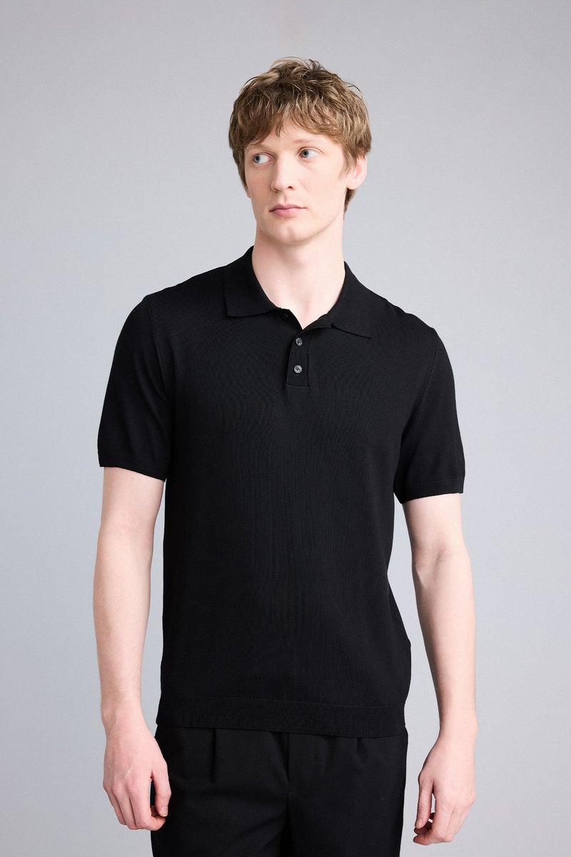 DeFacto Black Man Standard Fit Knit Polo T-Shirt Casual - Image 3