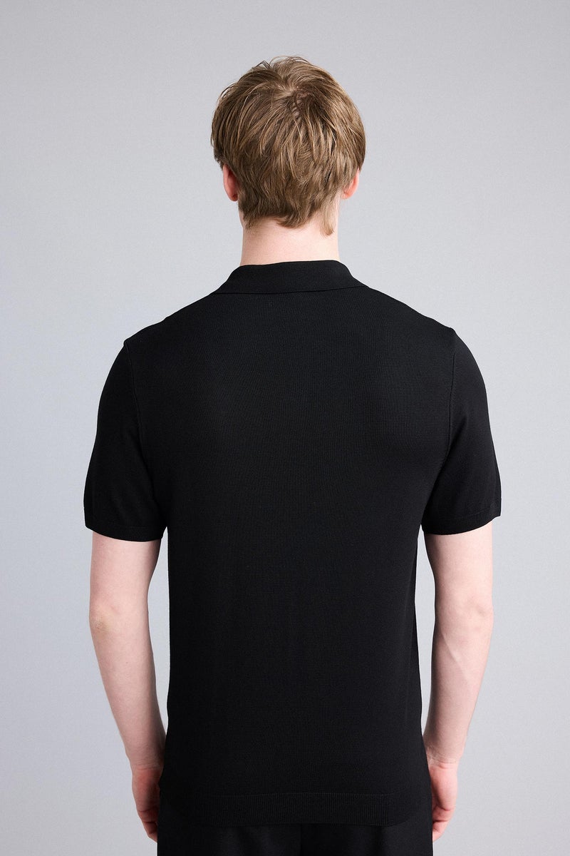 DeFacto Black Man Standard Fit Knit Polo T-Shirt Casual - Image 5