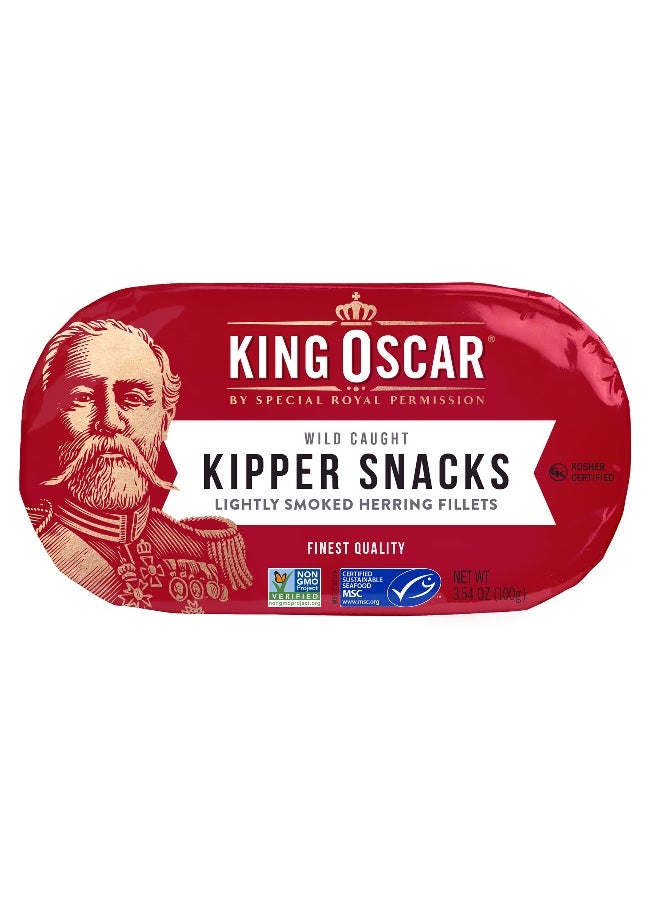 KING OSCAR King Oscar, Kipper Snacks, Lightly Smoked Herring Fillets, 3.54 oz (100 g)  - Image 1