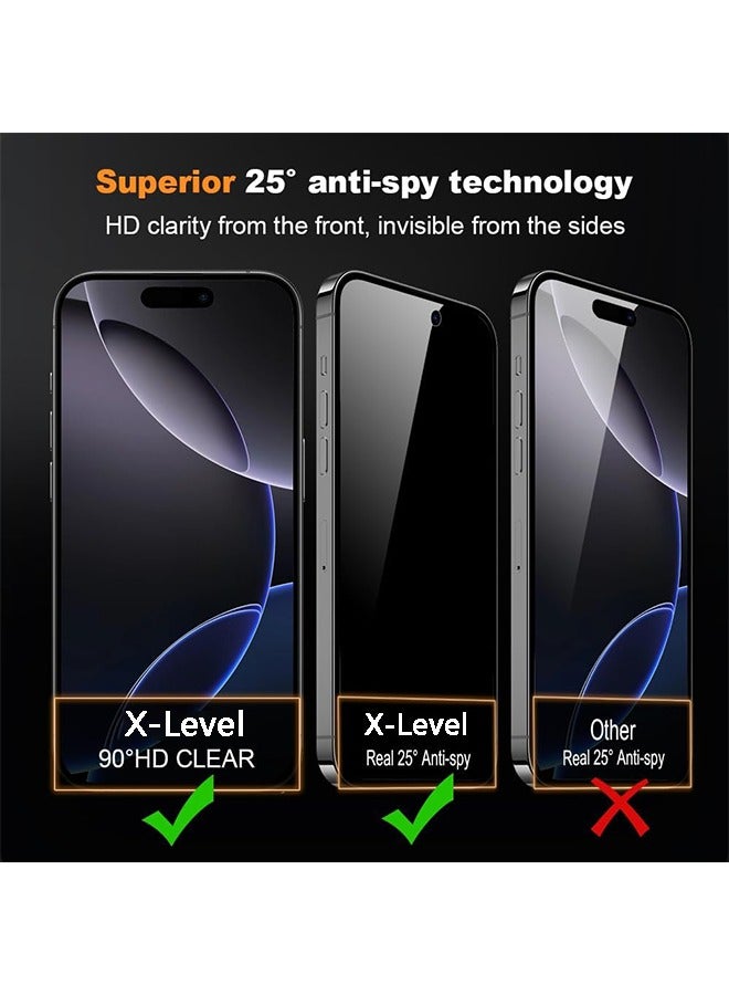3 Pcs iPhone 16 Pro Max Privacy Screen Protector, Easy Installation with Alignment Frame, Anti-Drop and Anti-Scratch, Case Friendly Anti-Spy Anti-Fingerprint - Image 3