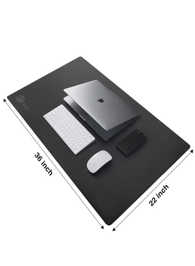SIIG Extra Large Desk Mat on top of Desk Blotter Protector - 36" x 22" Vegan Leather Mouse Mat for Office, Home Office, Desktop Computer, Laptop, Keyboard and Mouse - Black - Image 5
