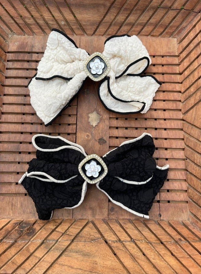 Radhya Accessories Jumbo Barrette Bow Clip Bow Clip Back clip for Women Hair Clip for Women Hair Clips for Girls Net Barrette Bow Clip (1 pc) 399 (Black) - Image 3