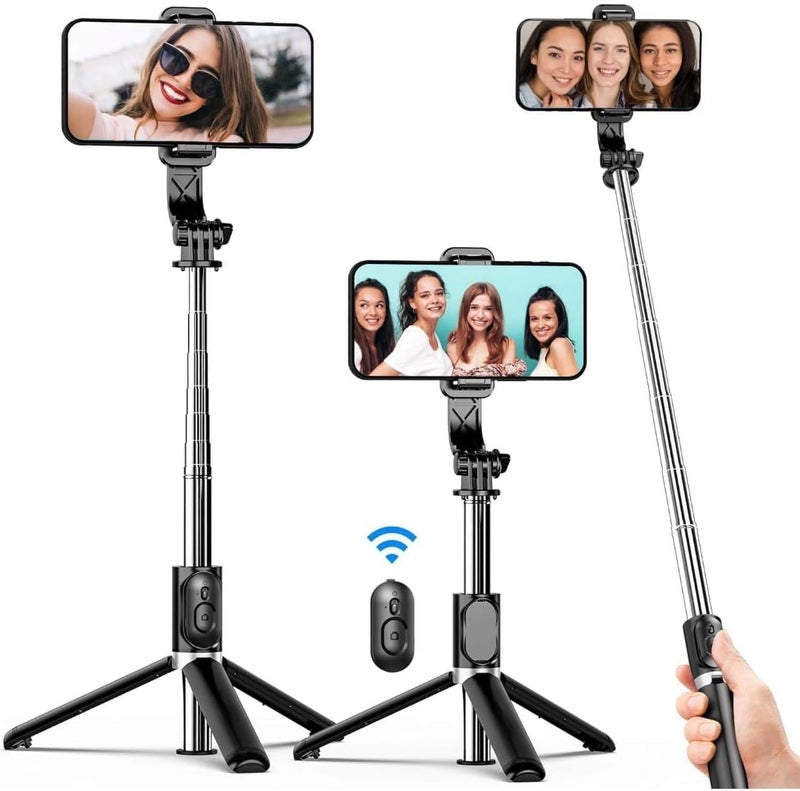 Fire Turtle G1 SnapStick Tripod – 3-in-1 Selfie Stick & Tripod, Vlogging, and Photography, Includes Bluetooth Remote, Extendable Selfie Stick for Mobile Phone Multifunctional Design (R1) - Image 1
