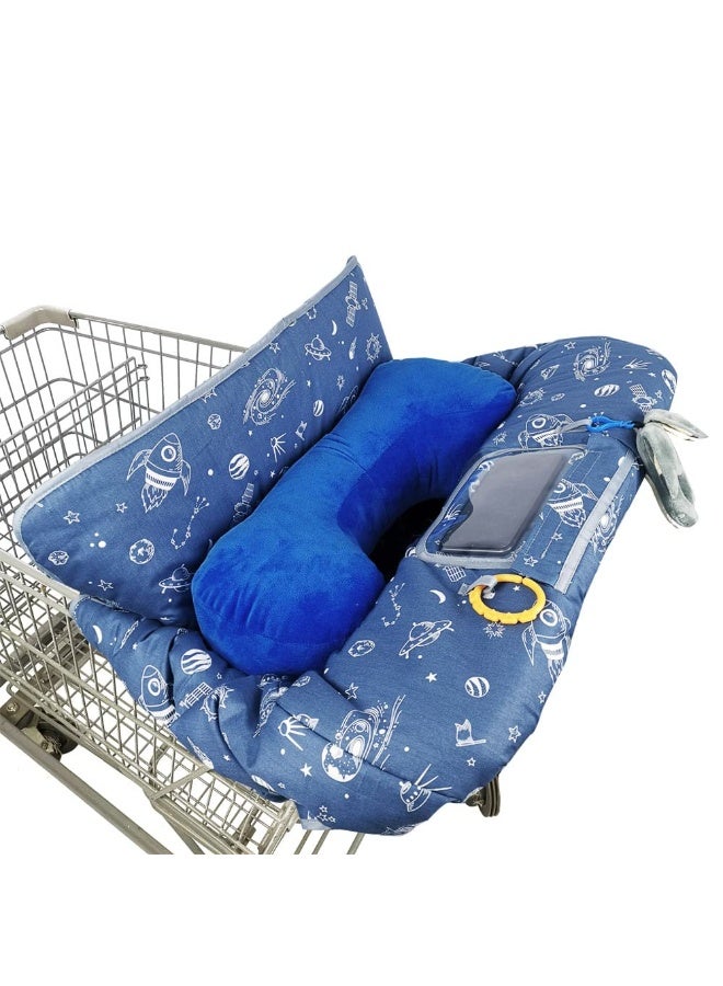 DODO NICI Shopping Cart Cover for Baby/Toddler, Cozy High Chair Cover, Blue Spaceship - Image 1