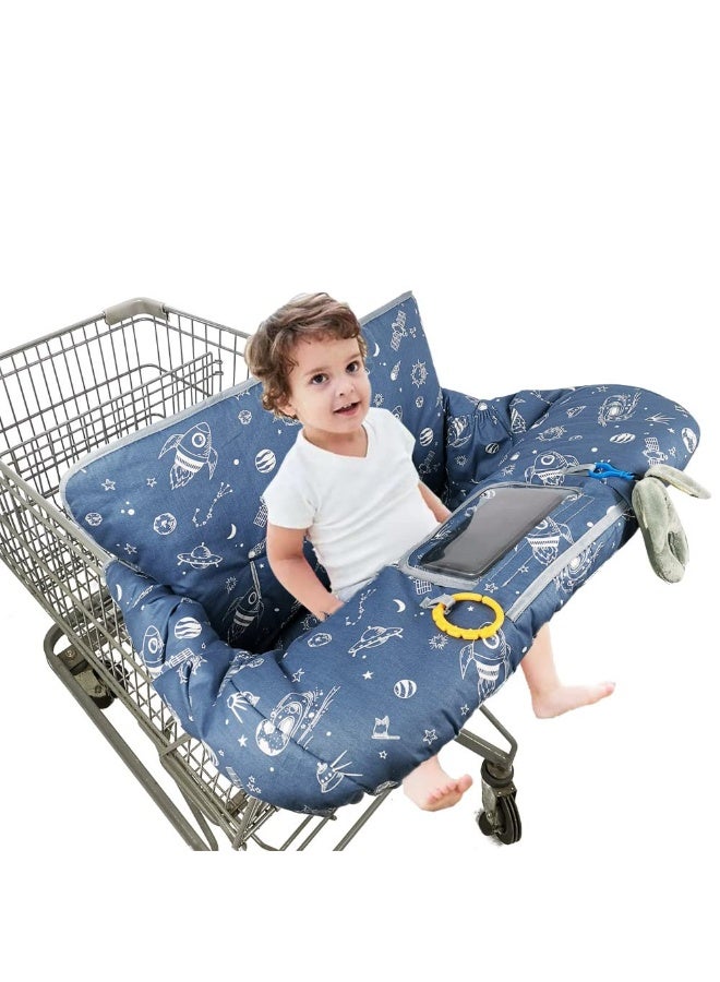DODO NICI Shopping Cart Cover for Baby/Toddler, Cozy High Chair Cover, Blue Spaceship - Image 3