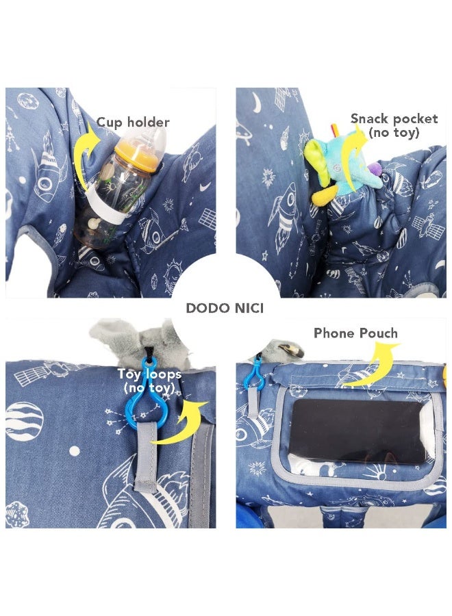 DODO NICI Shopping Cart Cover for Baby/Toddler, Cozy High Chair Cover, Blue Spaceship - Image 4