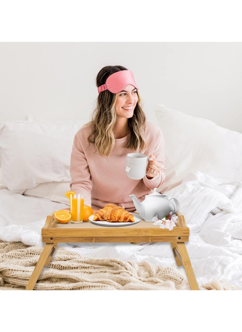 KITCHENOO Bamboo Bed Table with Handles and Foldable Legs, Multi-Purpose Laptop Tray and Standing Desk for Breakfast in Bed  - Image 2