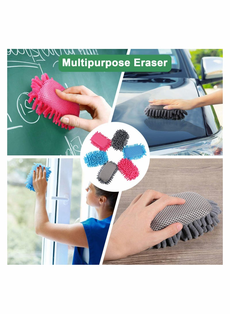 Excefore 6 Pack Microfiber Shag Whiteboard Eraser, Washable(Gray, Blue, Pink) - Image 2