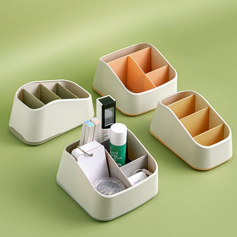 Desktop storage box key remote control compartment storage desk stationery sundries cosmetics desk finishing box(Large [Gray]]) - Image 2