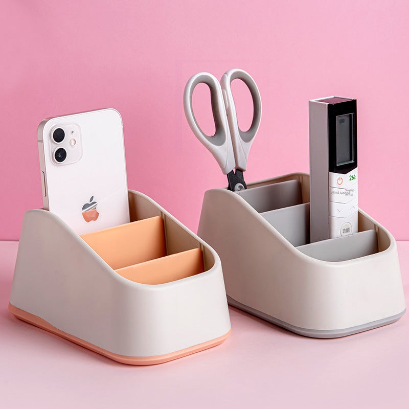 Desktop storage box key remote control compartment storage desk stationery sundries cosmetics desk finishing box(Large [Gray]]) - Image 4