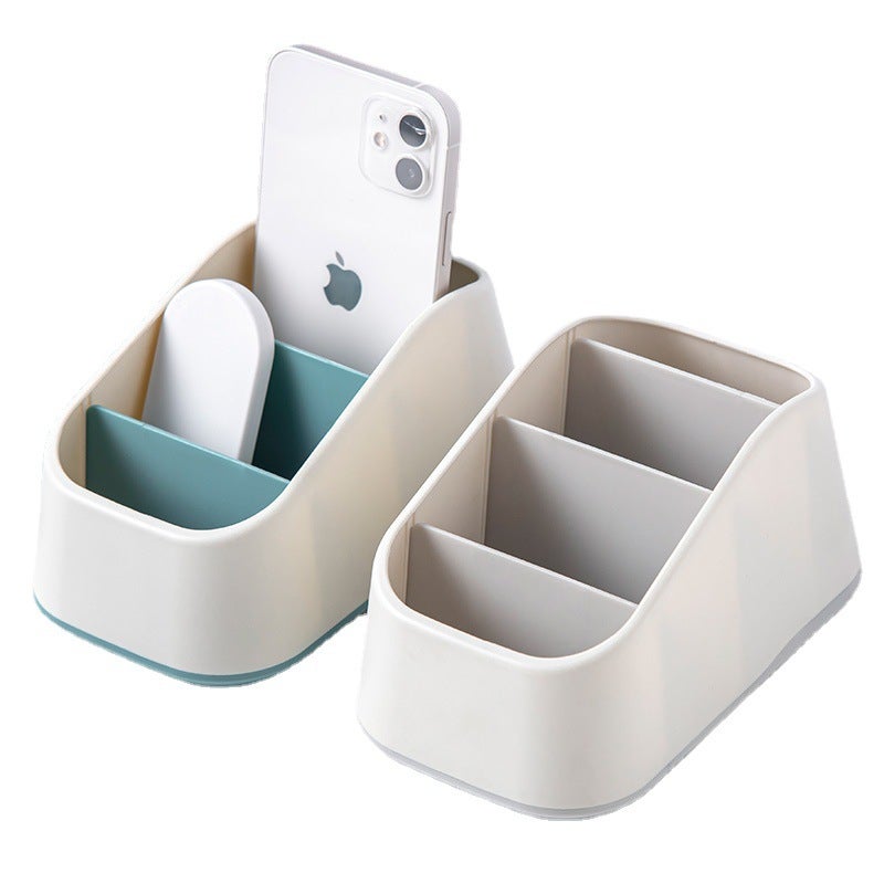 Desktop storage box key remote control compartment storage desk stationery sundries cosmetics desk finishing box(Large [Gray]]) - Image 5