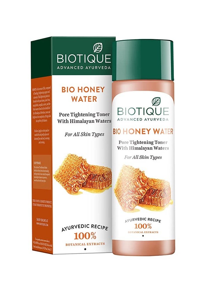 Biotique Honey Water Pore Tightening Brightening Toner With Himalayan Waters Maintains Ph Balance Moisturized And Hydrated Skin 100% Botanical Extracts Suitable For All Skin Types 120Ml Pack of 1 