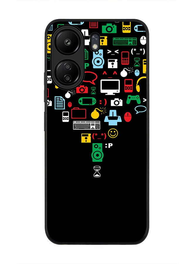 Stylizedd Rugged Black edge case for Xiaomi Poco C65, Slim fit Soft Case Flexible Rubber Edges Anti Drop TPU Gel Thin Cover- Convergence (Black) - Image 1