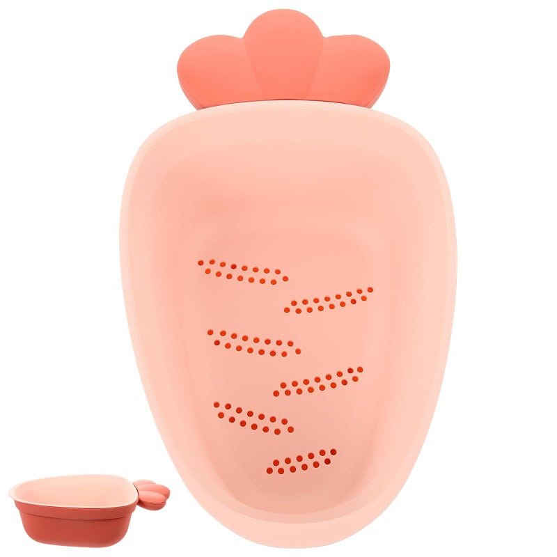 Lurrose Pink Plastic Double Layer Vegetable Drain Basket - Image 2