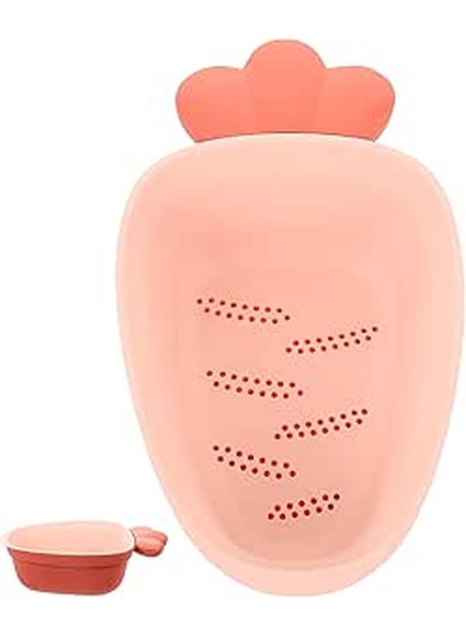 Lurrose Pink Plastic Double Layer Vegetable Drain Basket - Image 1