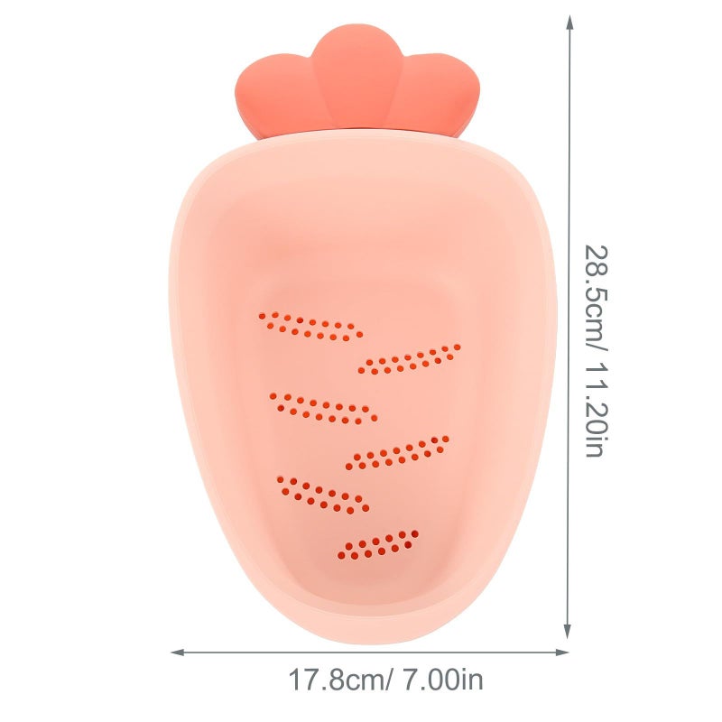 Lurrose Pink Plastic Double Layer Vegetable Drain Basket - Image 3