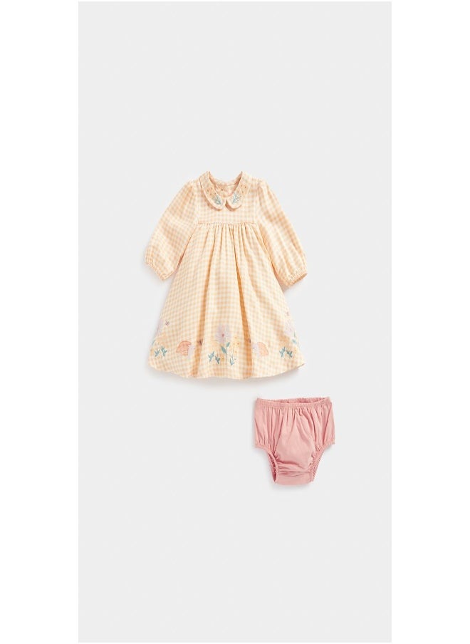 mothercare - Gingham Woven Dress and Knickers Set - Image 1