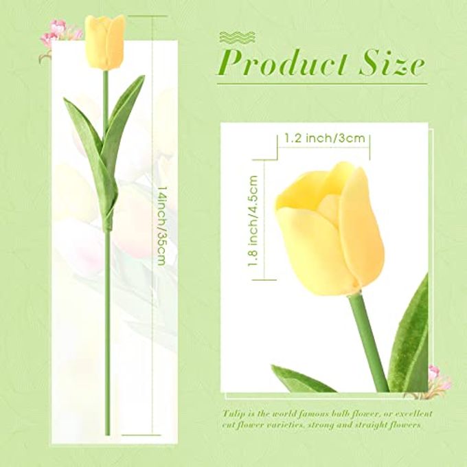 Geosar 40 Pcs Mother's Day Artificial Fake Tulip Flowers Bulk for Decoration, 14 Inch PU Faux Tulip Stems for Wedding Table Centerpieces Floral Vase Decor(Yellow) - Image 5