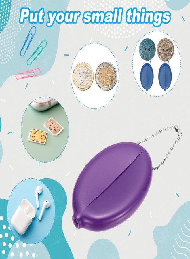 PATIKIL Rubber Coin Purse, 3 Pcs Squeeze Coin Holders with Chain for Men Women Shopping Traveling, Purple - Image 5