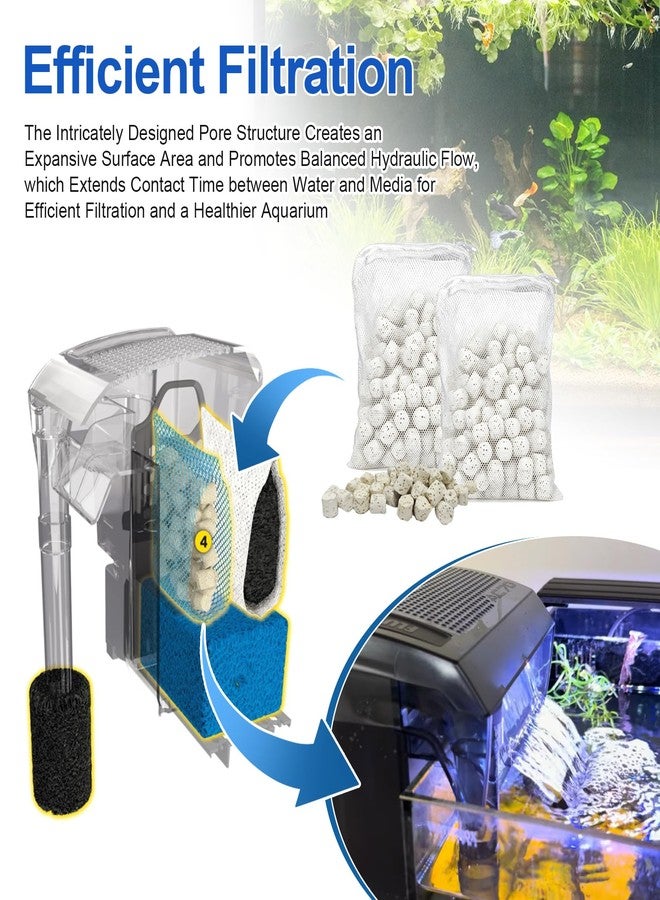 طقم وسائط ترشيح أحواض السمك Biomax مكون من قطعتين لفلتر AquaClear 110 Power، حلقات وسائط سيراميكية حيوية A1374 للمرحلة الثالثة من الترشيح البيولوجي ونقاء المياه في أحواض المياه العذبة والمالحة - 135 غرام لكل قطعة - Image 3