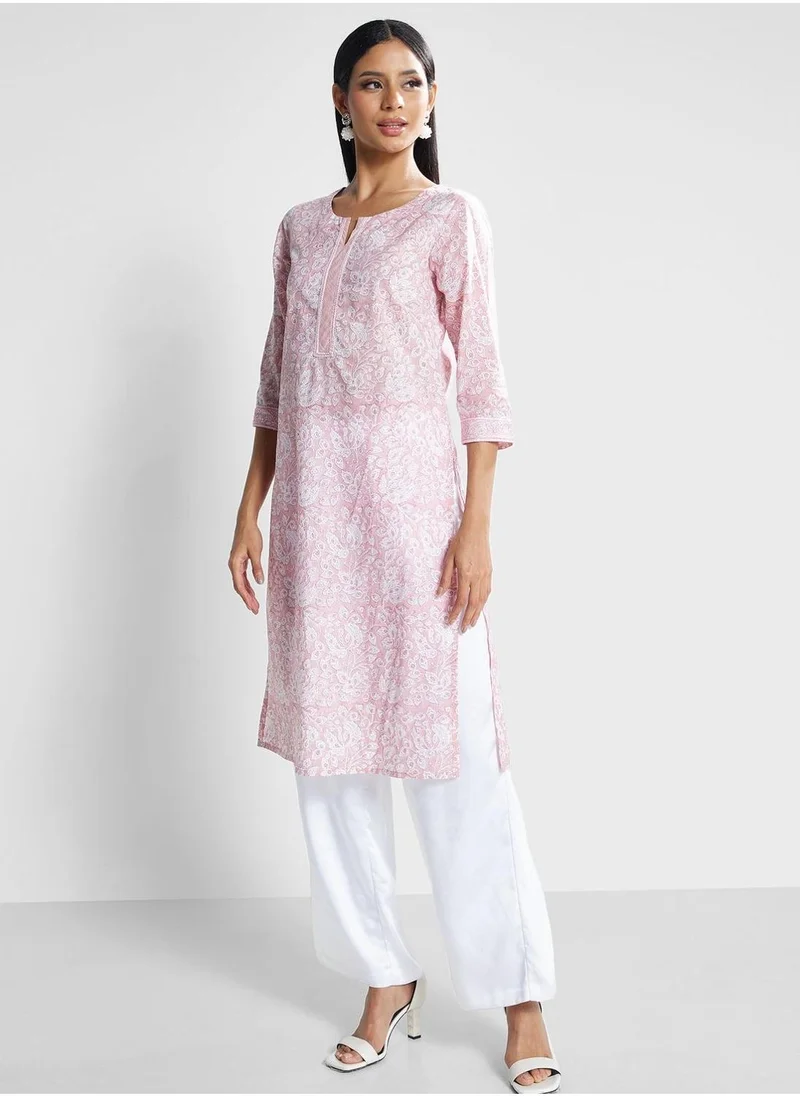 Fabindia Floral Broidered Kurit