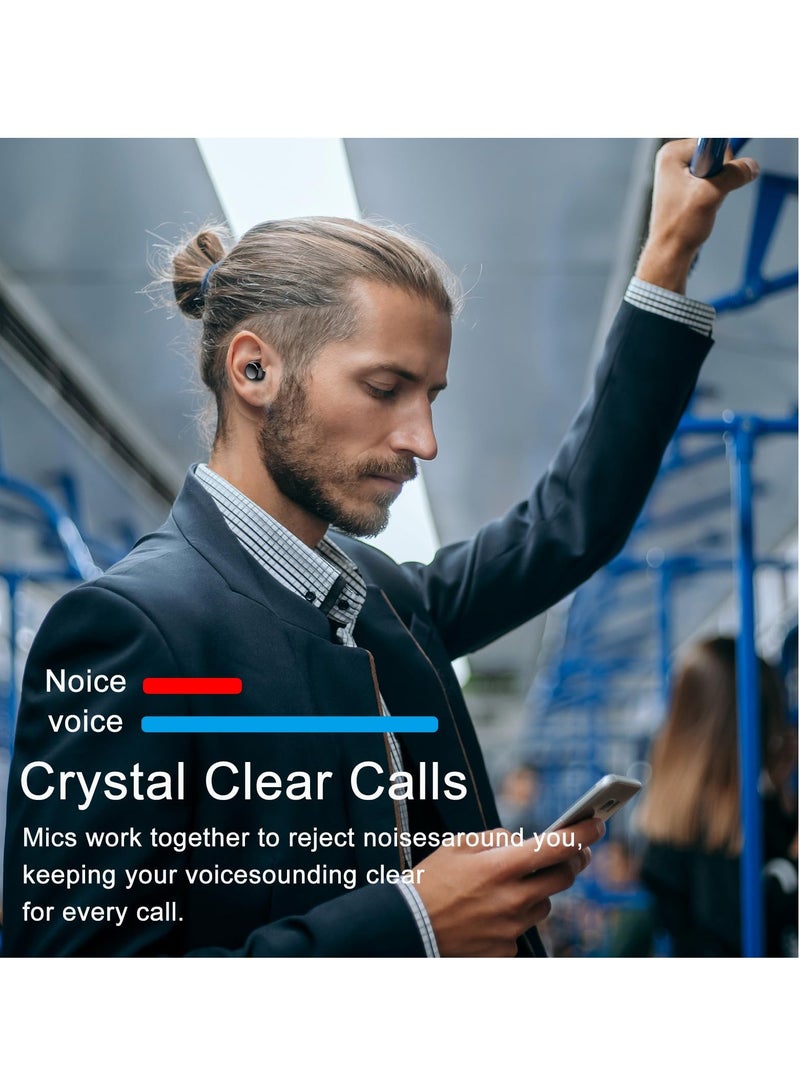 Excefore Wireless Earbuds, Wireless Bluetooth Earbuds, Bluetooth 5.3 Headphones, with LED Display 128H IP7 and 4 ENC Noise Cancelling Mic, for iOS, Android, Workout - Black - Image 4