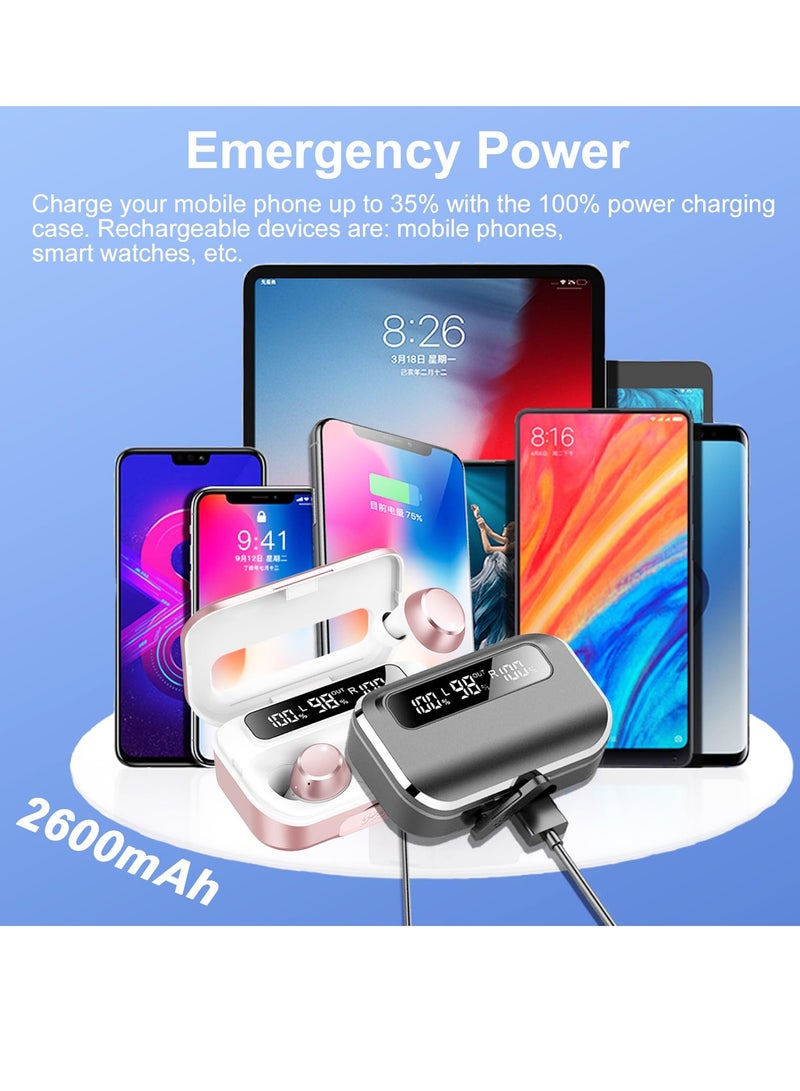 Excefore Wireless Earbuds, Wireless Bluetooth Earbuds, Bluetooth 5.3 Headphones, with LED Display 128H IP7 and 4 ENC Noise Cancelling Mic, for iOS, Android, Workout - Black - Image 5