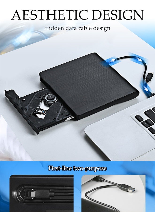 DUNISO External  Drive with USB 3.0 and Type-C , Portable Ultra Slim ,Port Plug and Play,DVD/CD Reader and DVD/CD Burner for Laptop,Desktop and more - Image 5