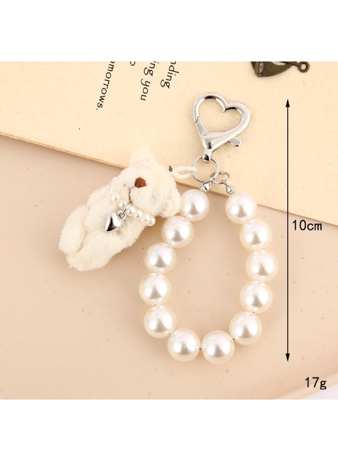 NIBEMINENT Phone Charm/ Chain Strap for Women Girls,K4184 Pearl Hearted Teddy Bear Cell Phone Case Lanyard Wrist Strap，Polar Bear