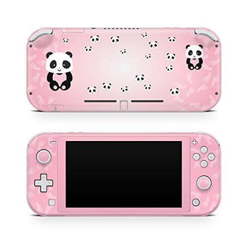 Tacky Design Panda Decal Skin Compatible with Nintendo Switch Lite Skin Wrap, Pink Color with Blue Accents Skin for Nintendo Switch Lite Cover, Premium Vinyl 3M Full Wrap Decal with Moon Design. - Image 1