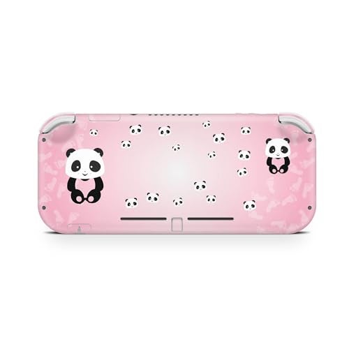 Tacky Design Panda Decal Skin Compatible with Nintendo Switch Lite Skin Wrap, Pink Color with Blue Accents Skin for Nintendo Switch Lite Cover, Premium Vinyl 3M Full Wrap Decal with Moon Design. - Image 3