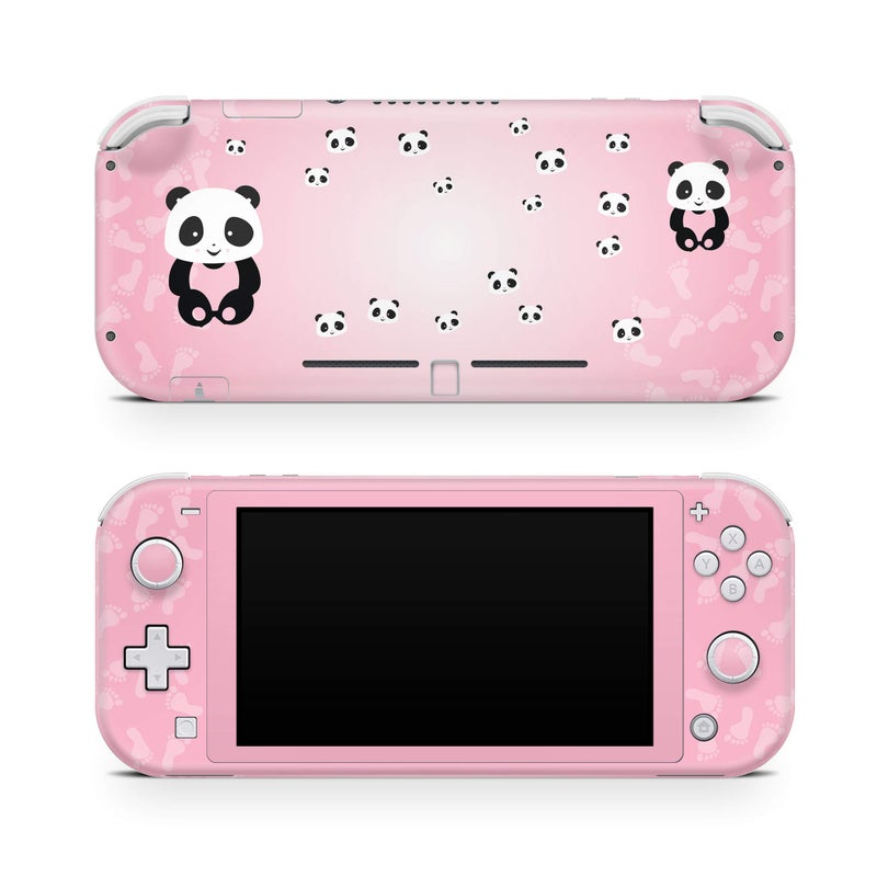 Tacky Design Panda Decal Skin Compatible with Nintendo Switch Lite Skin Wrap, Pink Color with Blue Accents Skin for Nintendo Switch Lite Cover, Premium Vinyl 3M Full Wrap Decal with Moon Design. - Image 5