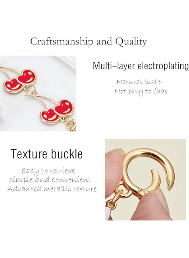 3 PCS Bag Extender Chain Gold Decorative Bag Chain Cherry Bag Charm Keychain Sets Purse Chains with Fruit Enamel Pendant Bag Charm Keychain Purse Handbags for Women Handbag Decoration Accessories - Image 4