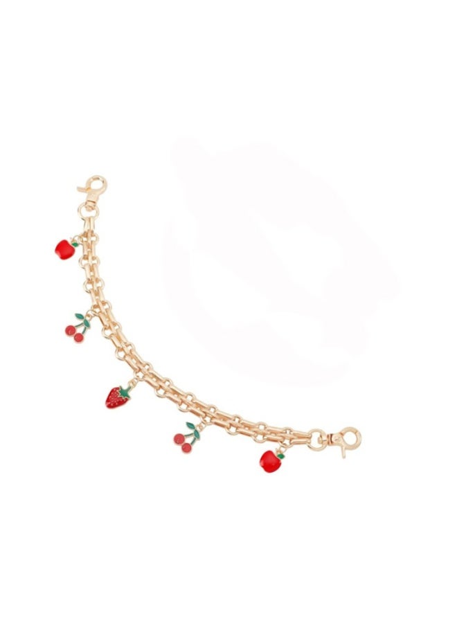 3 PCS Bag Extender Chain Gold Decorative Bag Chain Cherry Bag Charm Keychain Sets Purse Chains with Fruit Enamel Pendant Bag Charm Keychain Purse Handbags for Women Handbag Decoration Accessories - Image 3