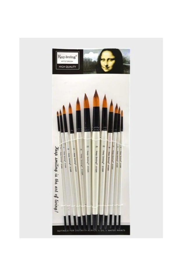 Keep Smiling Keep Smiling Brush (Long Handel Round Brush Set of 12)  - Image 2