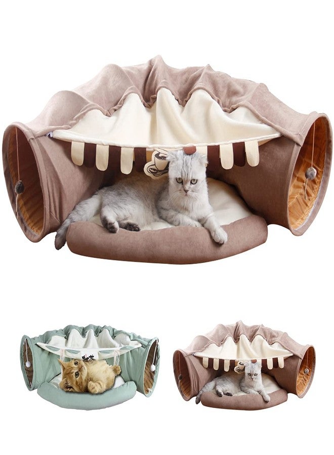 LEFTSTARER 2-in-1 Collapsible Cat Tunnel for Indoor Bed and Hideout - Pet Dog Rabbit Bunny Ferret Tunnel Tubes Toys with Removable Washable Mat, Tower Wheel Stuff - Image 1
