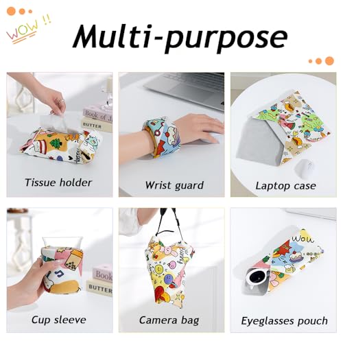 Rain House Self-Adhesive Magic Cloth Makeup Bag, Multi-Functional Cosmetic Bag, Portable Make up Wrap for Travel, Open Lay Flat Cosmetic Pouch Storage Organizer for Skincare & Makeup Accessorie (Cute) - Image 3