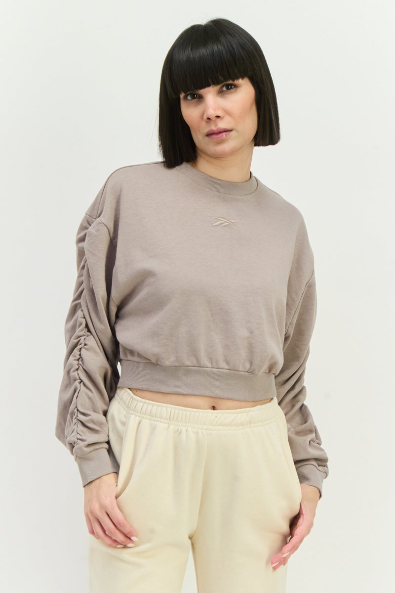 Reebok Women Sportswear Fit Long Sleeve Outdoor Crop Sweatshirt, Grey - Image 1