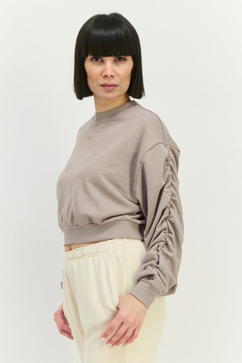 Reebok Women Sportswear Fit Long Sleeve Outdoor Crop Sweatshirt, Grey - Image 2