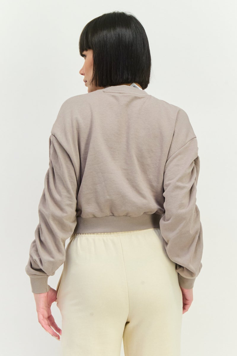 Reebok Women Sportswear Fit Long Sleeve Outdoor Crop Sweatshirt, Grey - Image 3