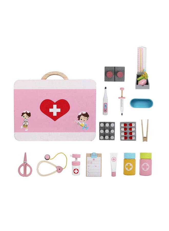 16-Piece Wooden First-Aid Hospital Tool Set Pink Color 3+ Year Premium Quality 30x26cm - Image 3