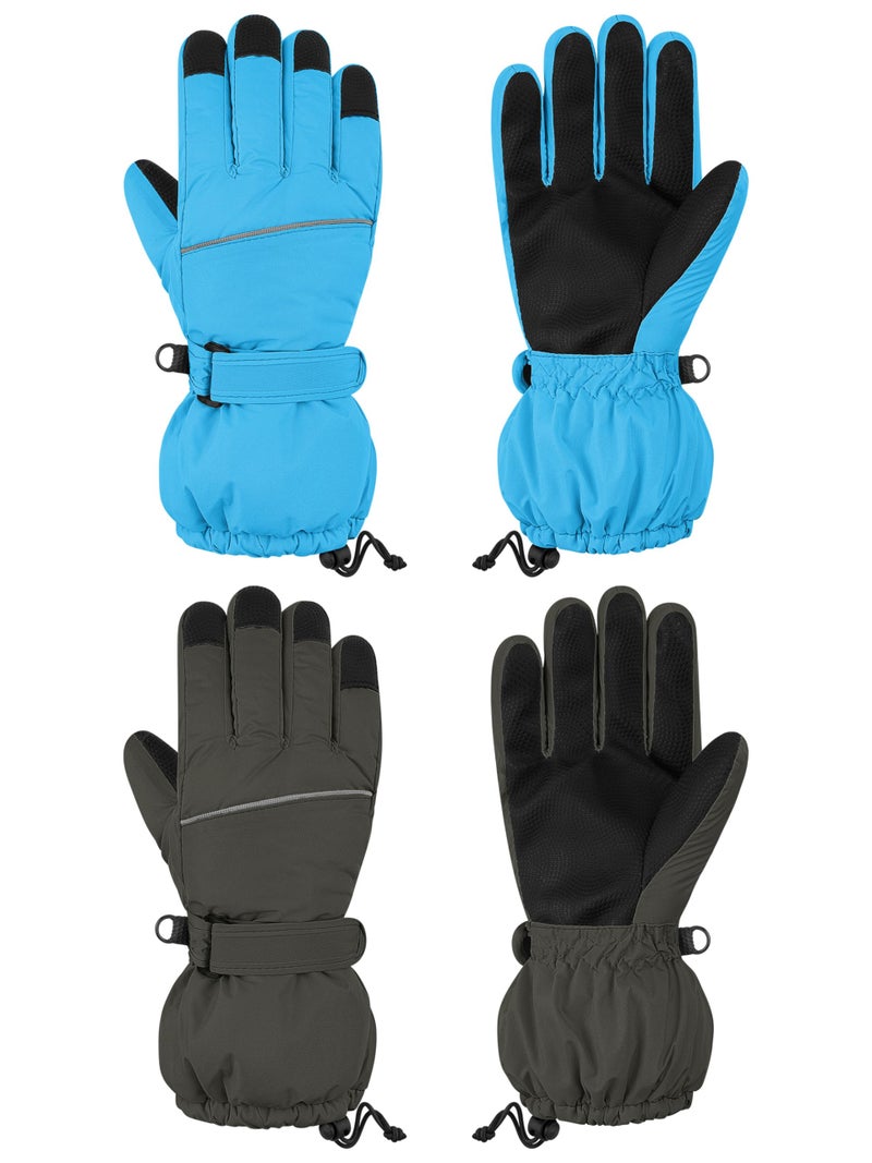 Cooraby 2 Pairs Kids Snow Ski Gloves Winter Waterproof Warm Gloves for Boys Girls Cold Weather Outdoor - Image 1